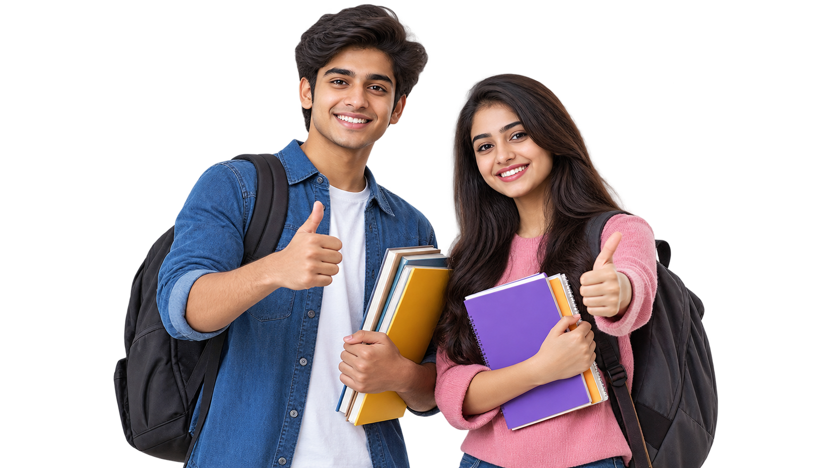 Students with backpacks and books